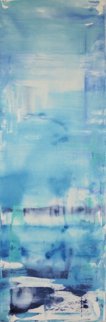 Blaue Quelle, Manuela Gottfried 2022, Acryl auf Leinwand, 40 x 120 cm, anfragen