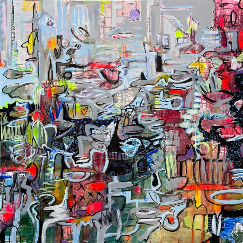 Lolly, Manuela Gottfried 2025, Acryl auf Leinwand, 140 x 140 cm, anfragen