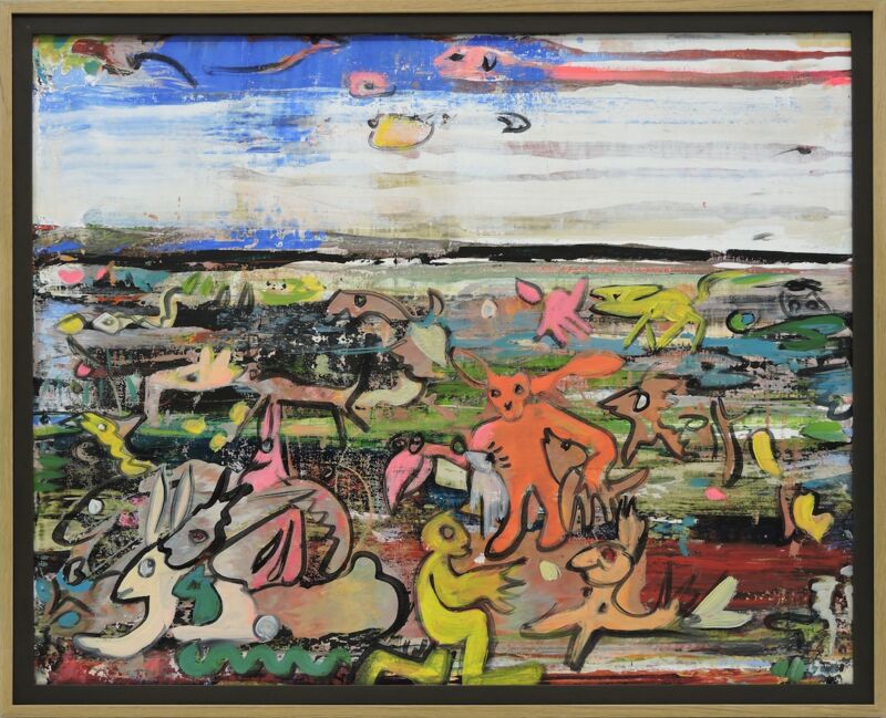 Lasset uns menscheln, Manuela Gottfried, Acryl auf Leinwand, 100 x 80 cm, anfragen