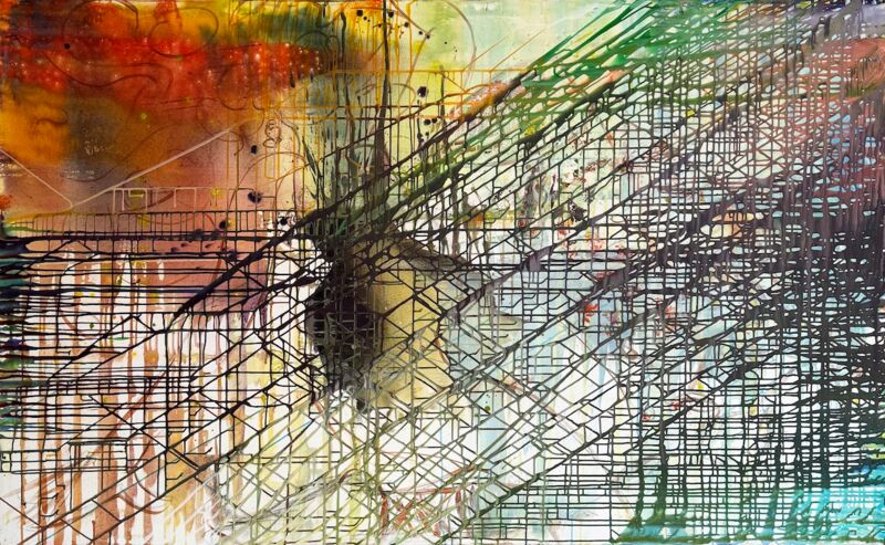 Female Grid, Manuela Gottfried 2025, Acryl auf Leinwand, 195 x 120 cm, anfragen