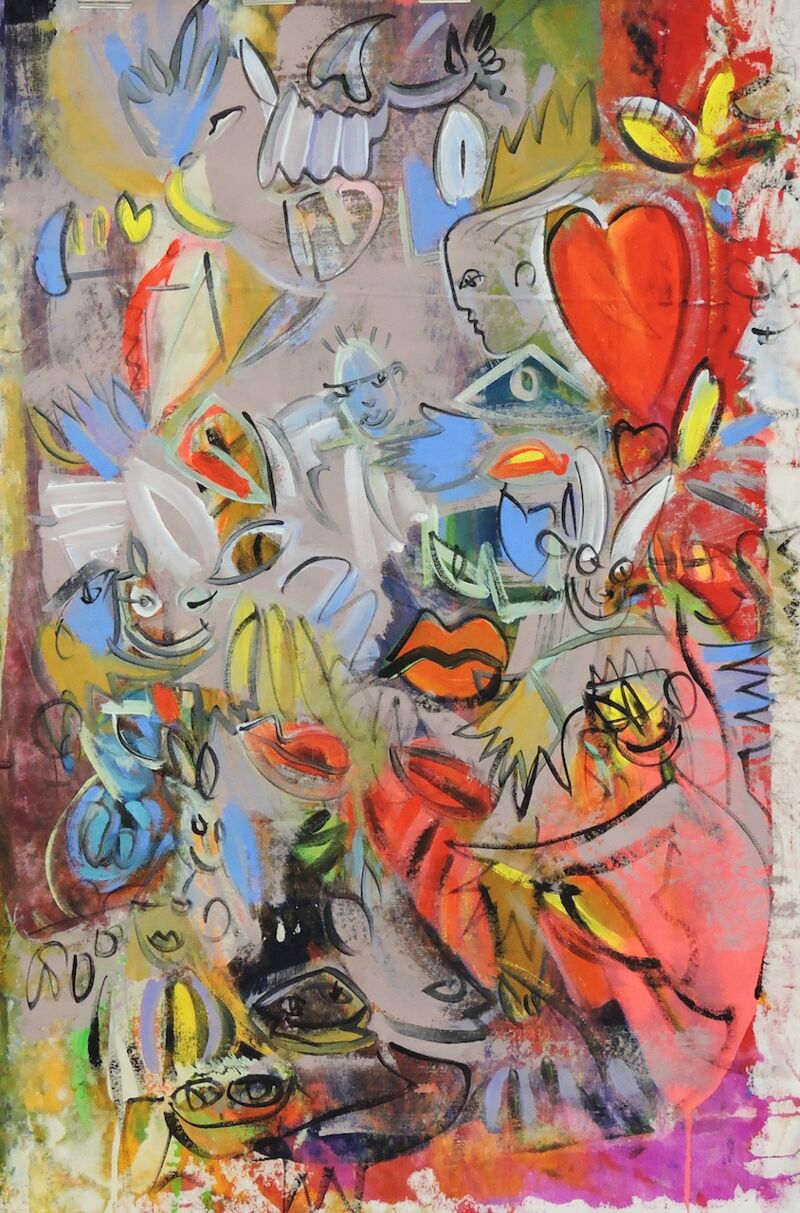 Kolumnistenfutter, Manuela Gottfried 2017, Acryl auf Leinwand,58 x 88 cm, vergriffen