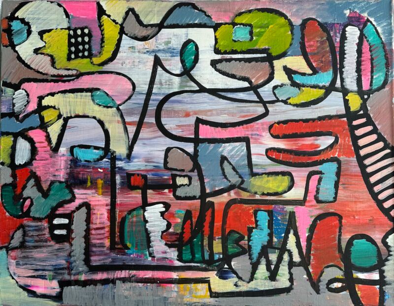 Playground, Manuela Gottfried 2024, Acryl auf Leinwand, 90 x 70 cm, anfragen