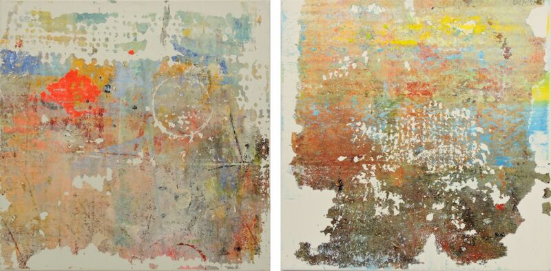 2 x Transformation hell, Manuela Gottfried, Acryl auf Leinwand, 2 x 50 x 50 cm, auch einzeln erhältlich anfragen