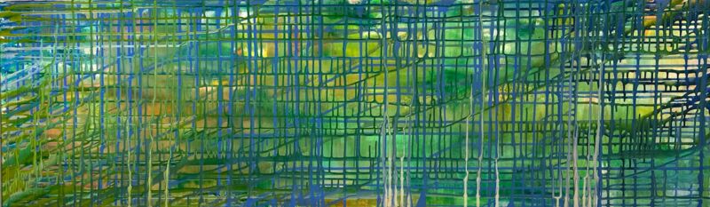 Reticulée Vert, Manuela Gottfried 2025, Acryl auf Leinwand, 155 x 45 cm, anfragen