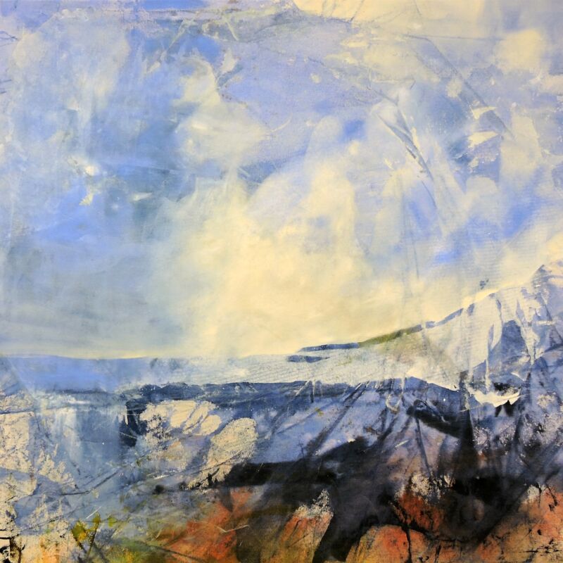 Twisted Blue, Manuela Gottfried 2021, Acryl auf Leinwand, 120 x 120 cm, anfragen