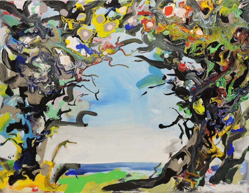 Candyfelder blauer Horizont, Manuela Gottfried 2020, Acryl auf Leinwand 90 x 70 cm, anfragen