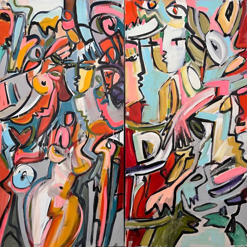 DiptyAkt, Manuela 
Gottfried 2016, Acryl auf Leinwand, 160 x 160 cm, zweiteilig, anfragen