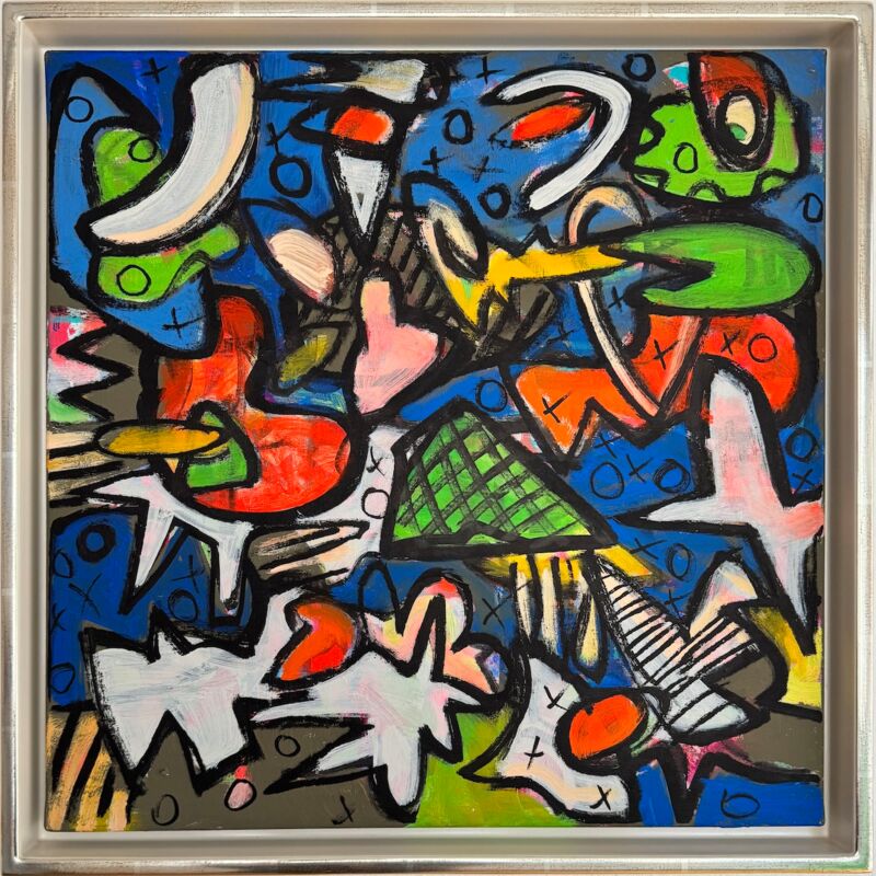 RushHour, Manuela Gottfried 2026, Acryl auf Leinwand 50 x 50 cm, gerahmt 55 x 55 cm, anfragen
