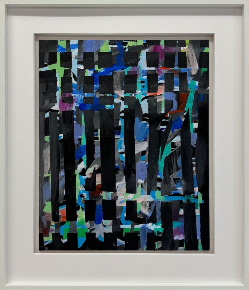 Brick Blue Black, Manuela Gottfried 2025, Acryl auf Karton, gerahmt 30 x 35 cm, anfragen
