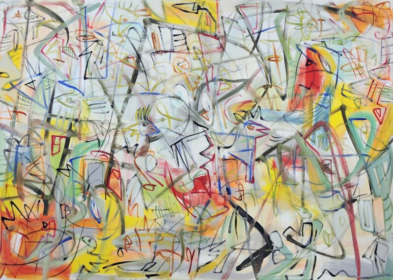 Allerlei Getier, Manuela Gottfried 2021, Acryl auf Leinwand, 140 x 100 cm, vergriffen