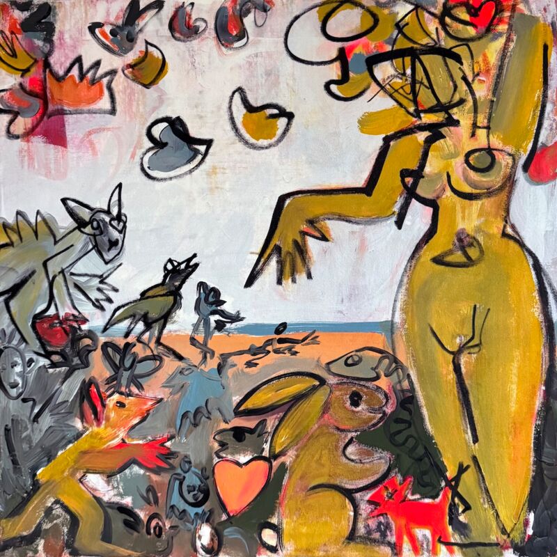 Woman!  Who Man?  Human? , Manuela Gottfried 2026, Acryl auf Leinwand, 70 x 70 cm, anfragen