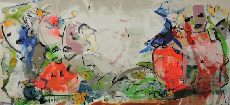 Blond im Garten, Manuela Gottfried 2018, Acryl auf Leinwand, 175 x 80 cm, vergriffen