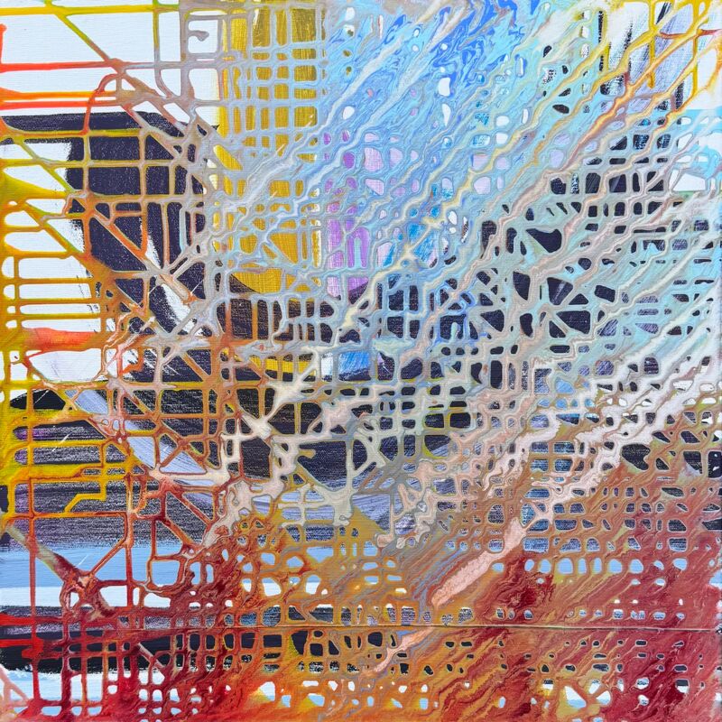 Dripping45, Manuela Gottfried 2025, Acryl auf Leinwand, 50 x 50 cm, anfragen