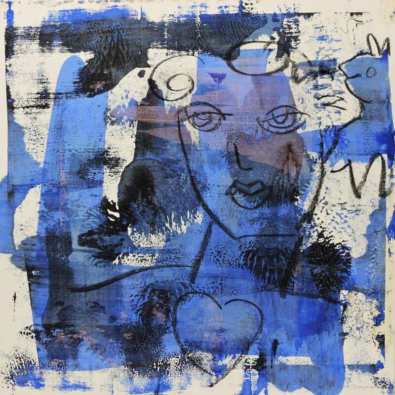 Tagtraum mit Herz, Manuela Gottfried 2021, Acryl auf Karton, 40 x 40 cm, anfragen