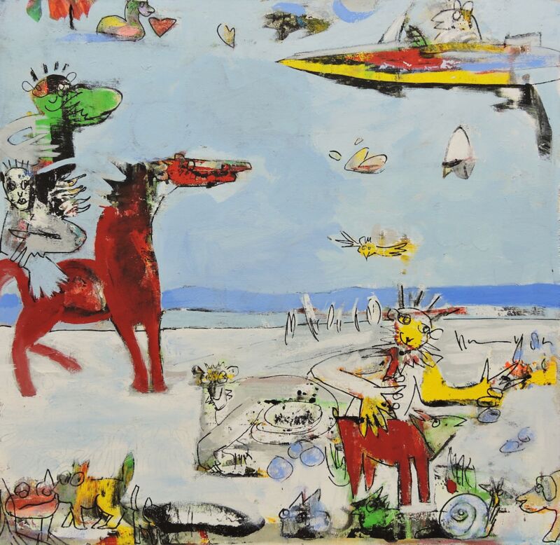Strandgut, Manuela Gottfried 2021, Acryl auf Leinwand 73 x 71 cm, vergriffen