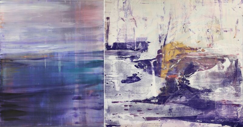 Blue Deep 2er Kombi, Manuela Gottfried 2025, Acryl auf Leinwand, 210 x 110 cm, 2teilig, anfragen