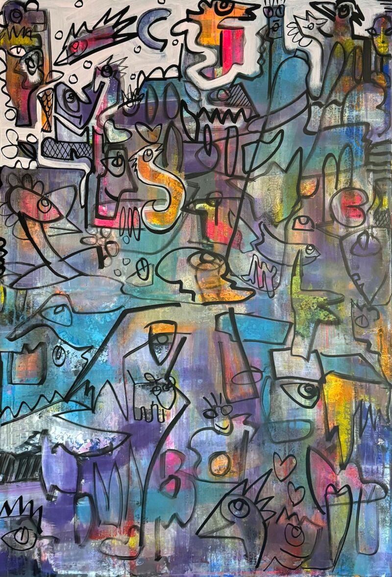 DER Amöbenaufstand, Manuela Gottfried 2026, Acryl auf Leinwand, 85 x 125 cm, anfragen