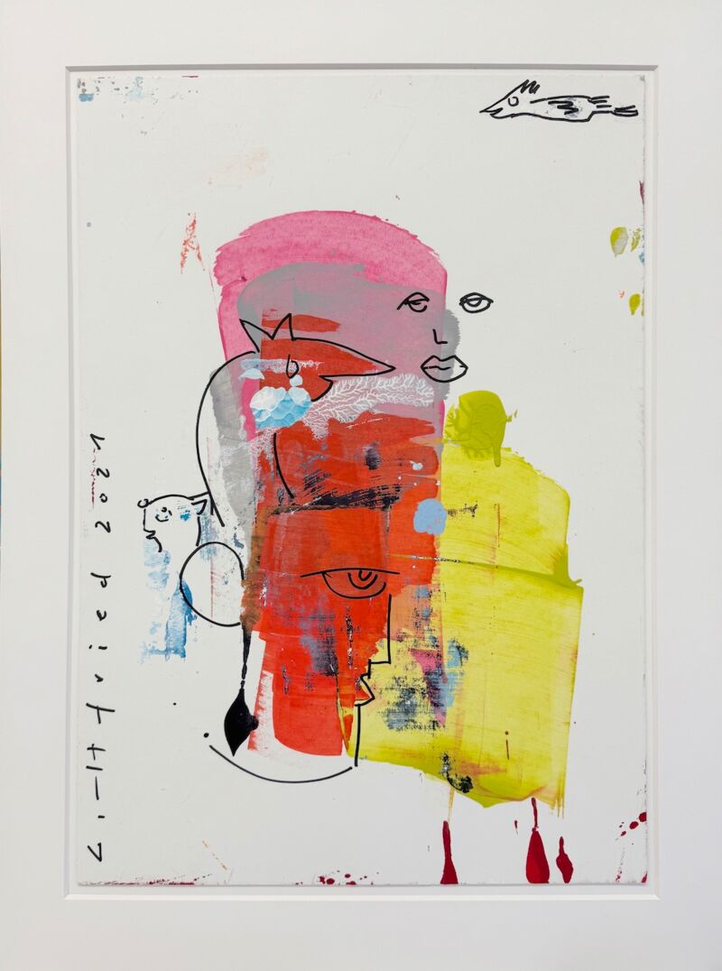 Pink Lady, Manuela Gottfried 2021, Acryl auf Karton, im Passepartout 45 x 60,5 cm, anfragen