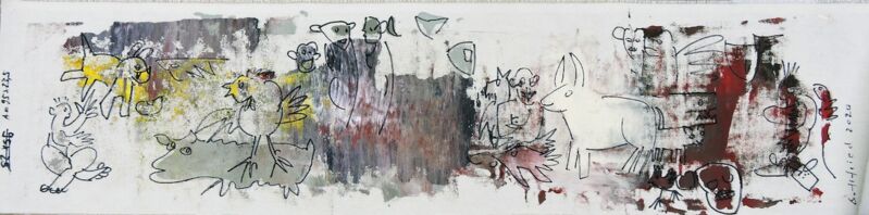 Reigen für Rita, Manuela Gottfried 2020, Acryl auf Textil, 101 x 25 cm, vergriffen