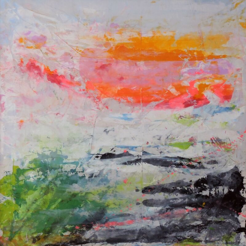 Über den Nebeln, Manuela Gottfried 2016, Acryl auf Leinwand 130 x 130 cm, vergriffen