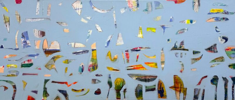 Segel, Manuela Gottfried 2025, Acryl auf Leinwand, 120 x 51cm, anfragen
