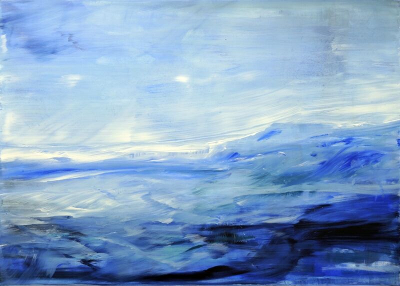 Blauer Horizont, Manuela Gottfried 2021, Acryl auf Leinwand, 140 x 100 cm, vergriffen