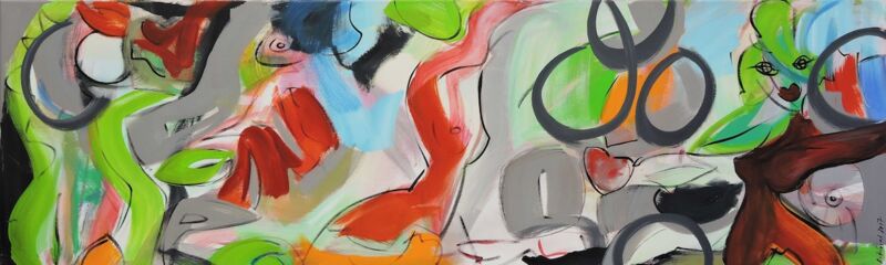 Rot AcDo, Manuela Gottfried 2016, Acryl auf Leinwand, 200 x 60 cm, vergriffen