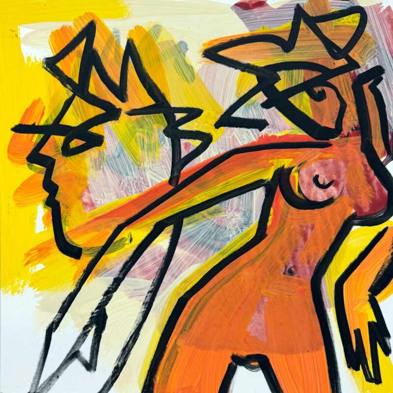 Looking Daggers, Manuela Gottfried 2025, Acryl auf Karton, 32 x 32 cm, anfragen