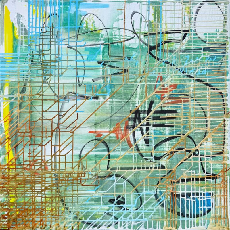 Dripping45, Manuela Gottfried 2025, Acryl auf Leinwand, 90 x 90 cm, anfragen