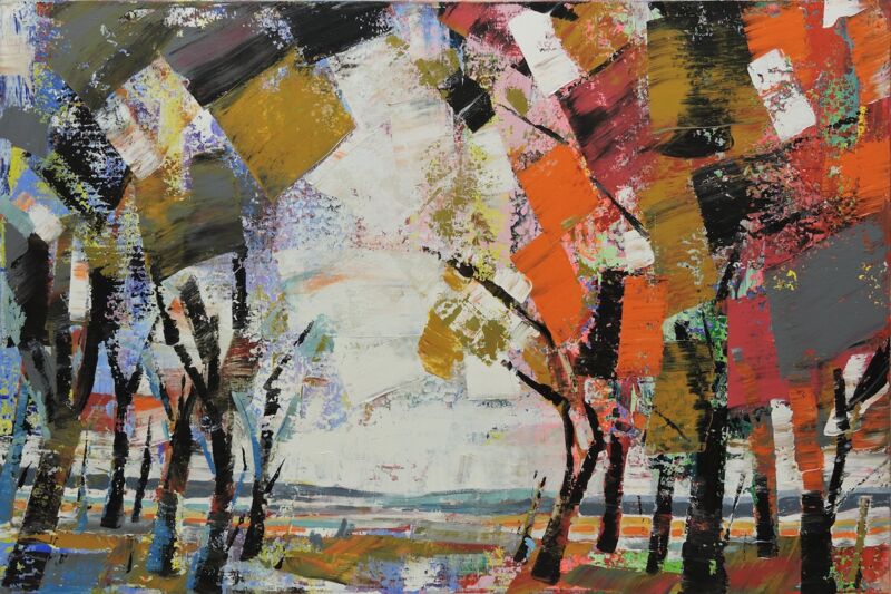 Roter Waldrand, Manuela Gottfried 2017, Acryl auf Leinwand 120 x 80 cm, € 1800