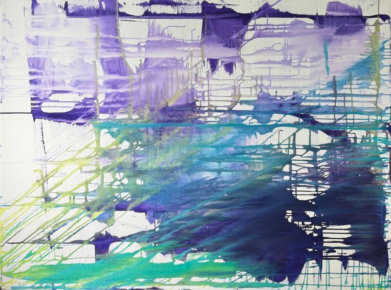 Reticulée Turquois, Manuela Gottfried 2025, Acryl auf Leinwand, 155 x 115 cm, anfragen