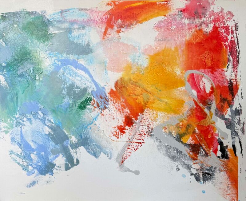 Happy Orange, 110 x 90, Manuela Gottfried 2018, Acryl auf Leinwand, anfragen