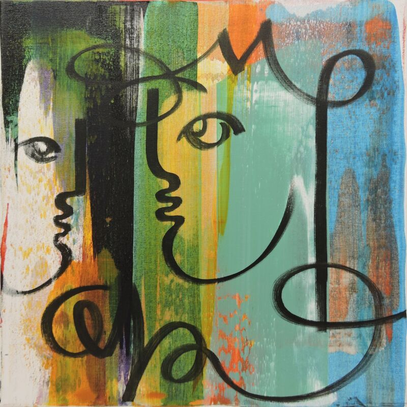 Grüne Liebe, Manuela Gottfried 2023, Acryl auf Leinwand, 50 x 50 cm, anfragen