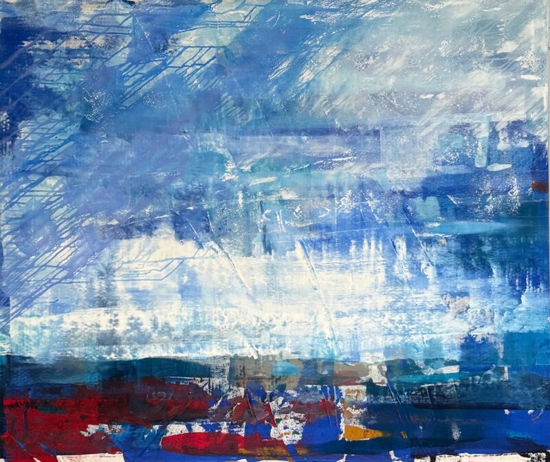 Supra Blue, Manuela Gottfried 2025, Acryl auf Leinwand, 160 x 135 cm, anfragen