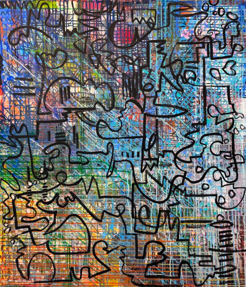 Blue Inline, Manuela Gottfried 2026, Acryl auf Leinwand, 120 x 140 cm, anfragen