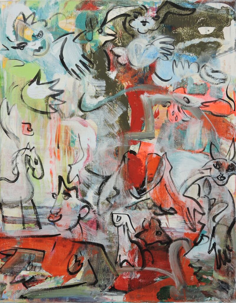 Pegasus  macht Pause, Manuela Gottfried 2018, Acryl auf Leinwand, 70 x 90 cm, vergriffen