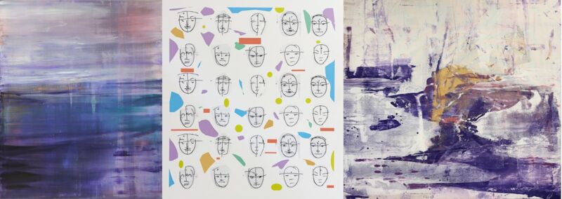 Blue Deep Kombi, Manuela Gottfried 2025, Acryl auf Leinwand 310 x 110 cm, dreiteilig, anfragen