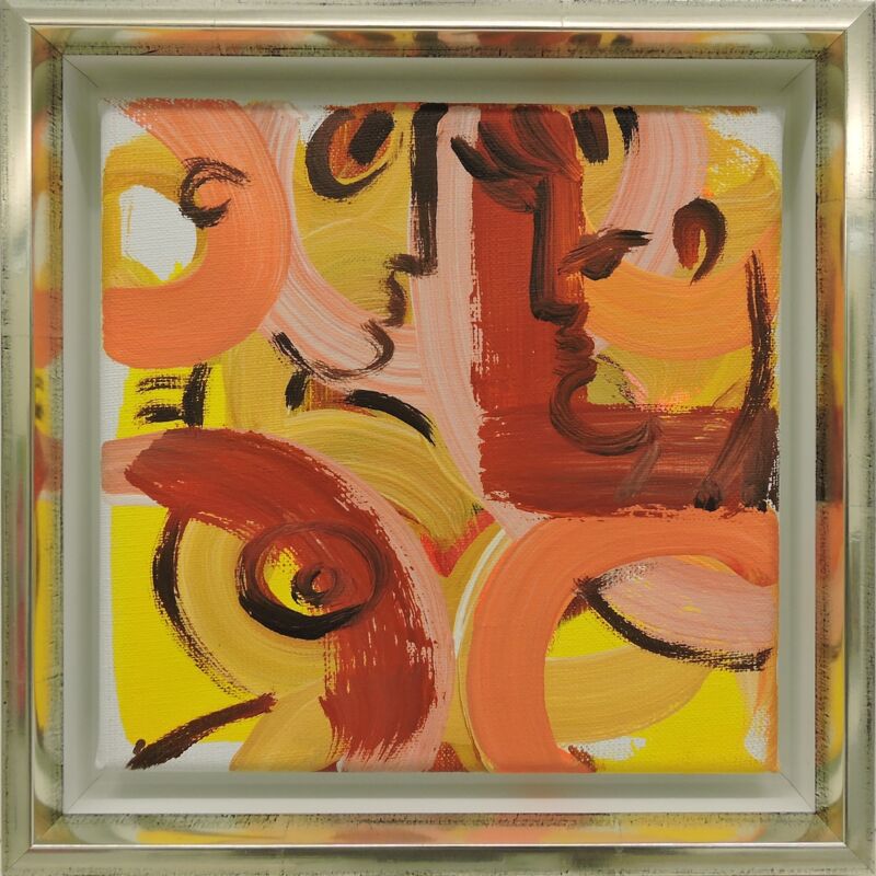 Mira-Belle, Manuela Gottfried 2024, Acryl auf Leinwand, 20 x 20 cm + Rahmen Schattenfuge Echtweißgold, anfragen