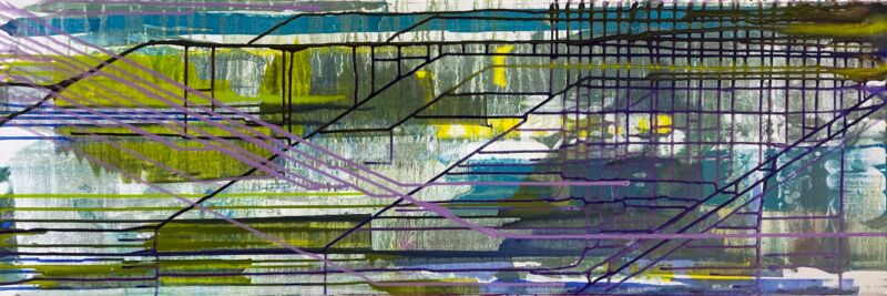 Vertigo Grid, Manuela Gottfried 2025, Acryl auf Leinwand, 120 x 40 cm, anfragen