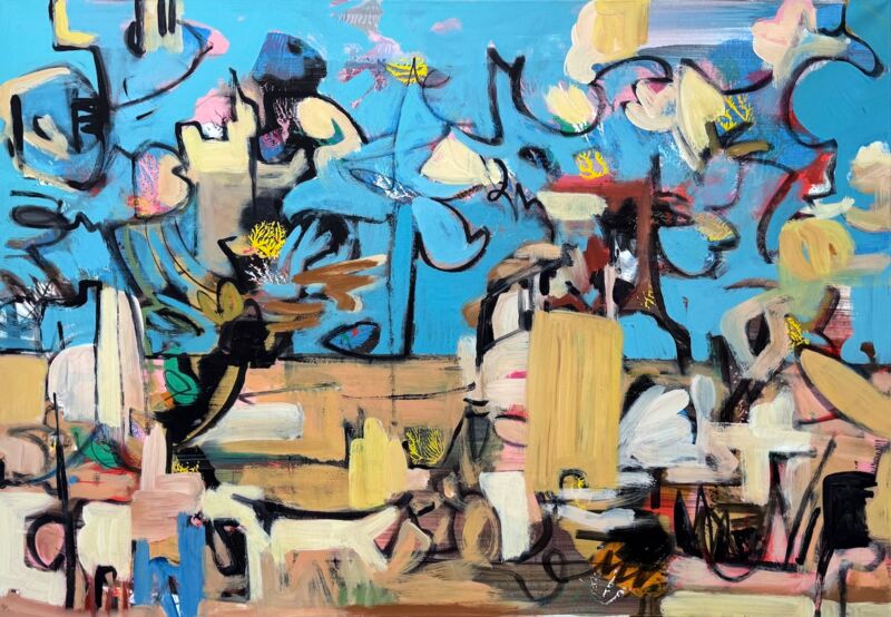 Desert Blue, Manuela Gottfried 2024, Acryl auf Leinwand, 130 x 90 cm, anfragen