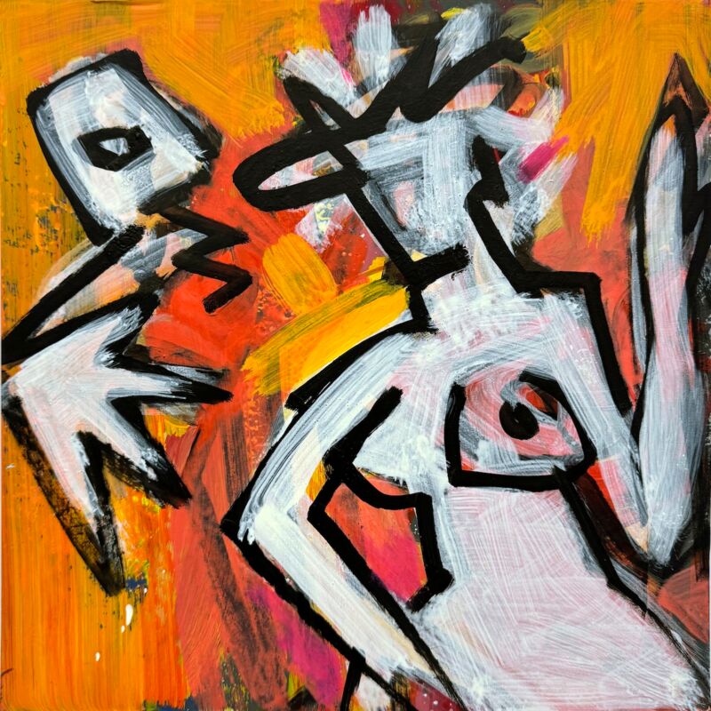 Eve vs A, Manuela Gottfried 2025, Acryl auf Karton, 30 x 30 cm, anfragen