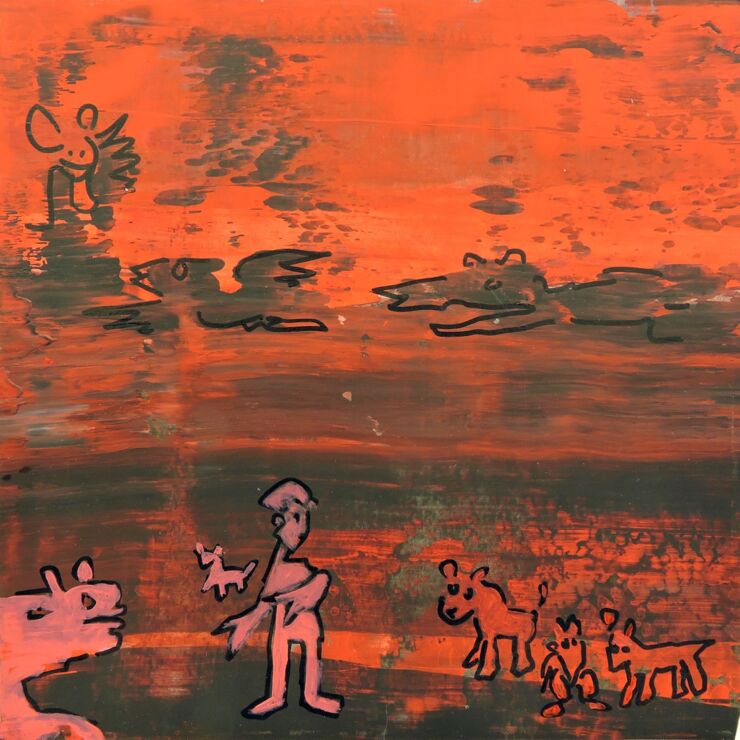 Rotes Gefolge, Manuela Gottfried 2021, Acryl auf Karton, 25 x 25 cm