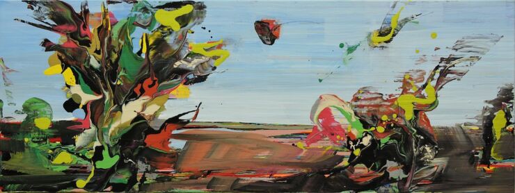 FluidFields, Manuela Gottfried 2020, Acryl auf Leinwand 120 x 45 cm