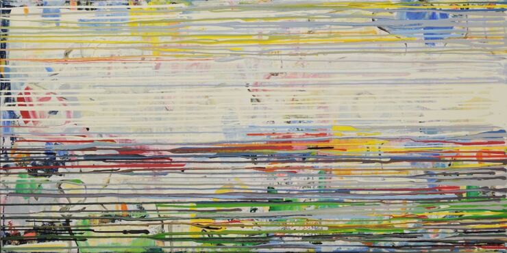 Lebenslinien, Manuela Gottfried 2022, Acryl auf Leinwand, 140 x 70 cm