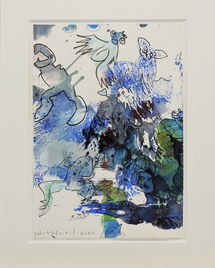 KaulquappenBlues, Manuela Gottfried 2021, Acryl auf Karton, im Passepartout 40 x 50 cm, € 350