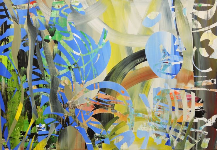 Reise im Raum, Manuela Gottfried 2021, Acryl auf Leinwand, 130 x 90 cm