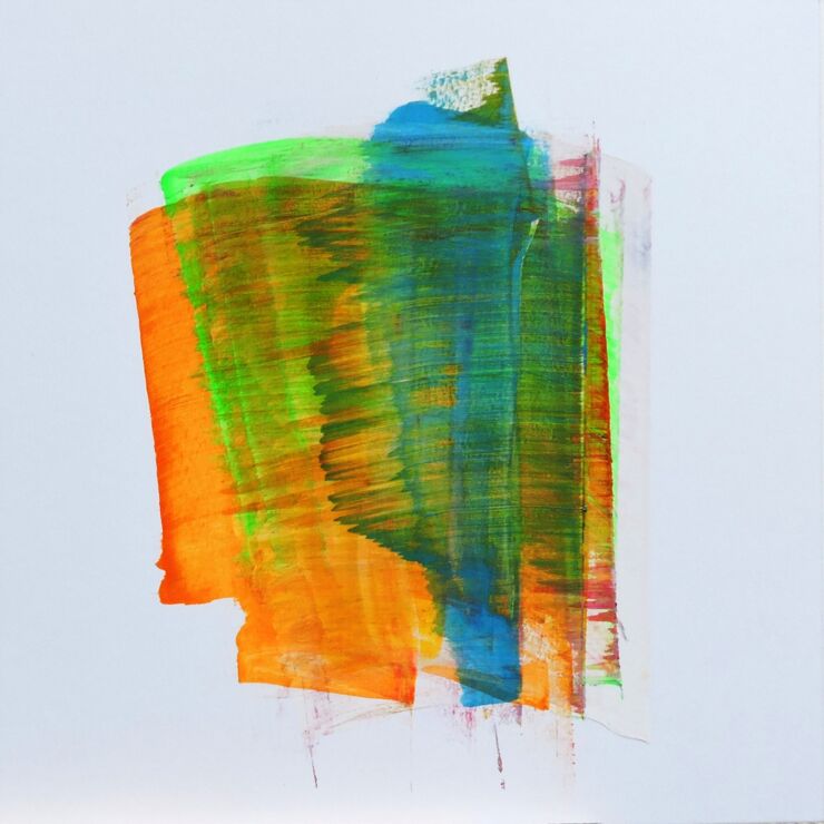 Moving Green, Manuela Gottfried 2021, Acryl auf Karton, 30 x 30 cm im PP 40 x 40 cm, € 250