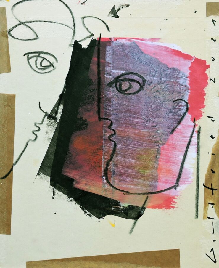Together, Manuela Gottfried 2021, Acryl auf Karton, 27 x 33 cm