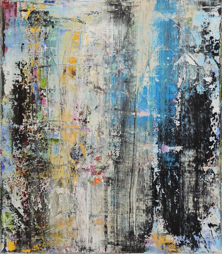 Farbiges Blau, Manuela Gottfried 2017, Acryl auf Leinwand, 70 x 80 cm
