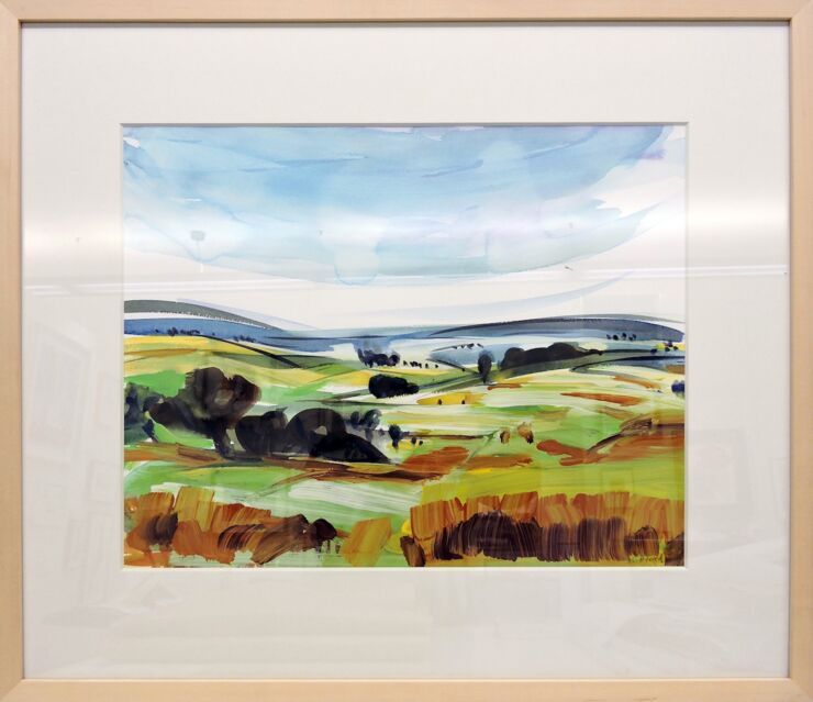 Hohenloher Land Aquarell in Linde, Manuela Gottfried 2020, 70 x 60 cm